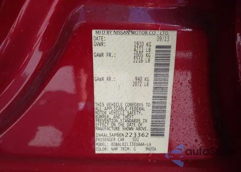 2014 Nissan Altima 2.5 S из США, поврежденный, VIN 1N4AL3AP6EN223362